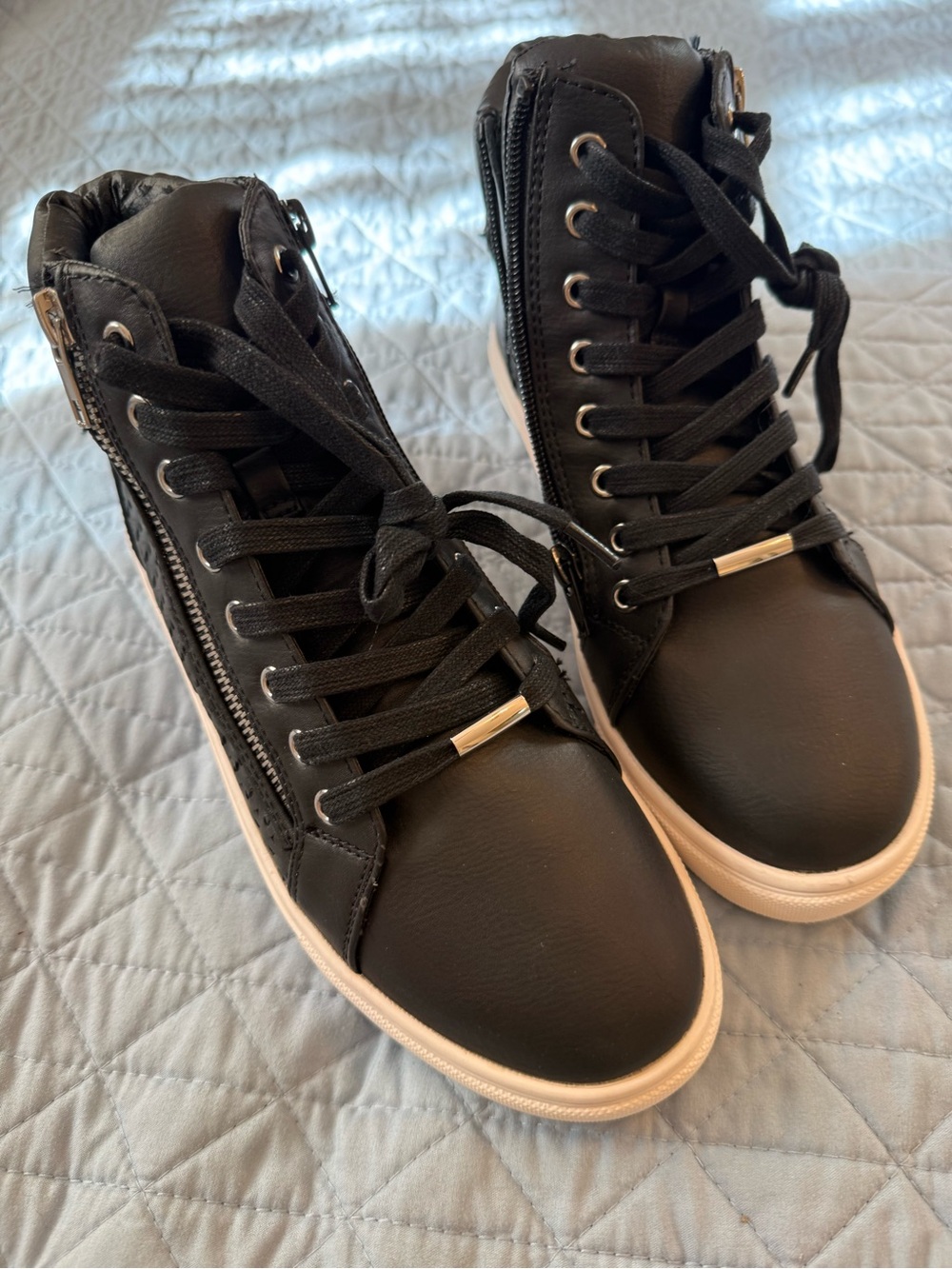 Steve Madden Black High-Top Sneakers with White Sole